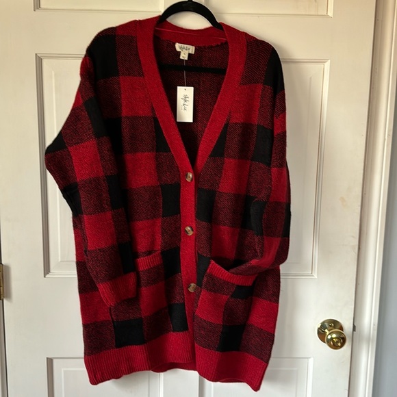 Style & Co Buffalo Plaid Button Up Sweater 1X NWT - Picture 3 of 11